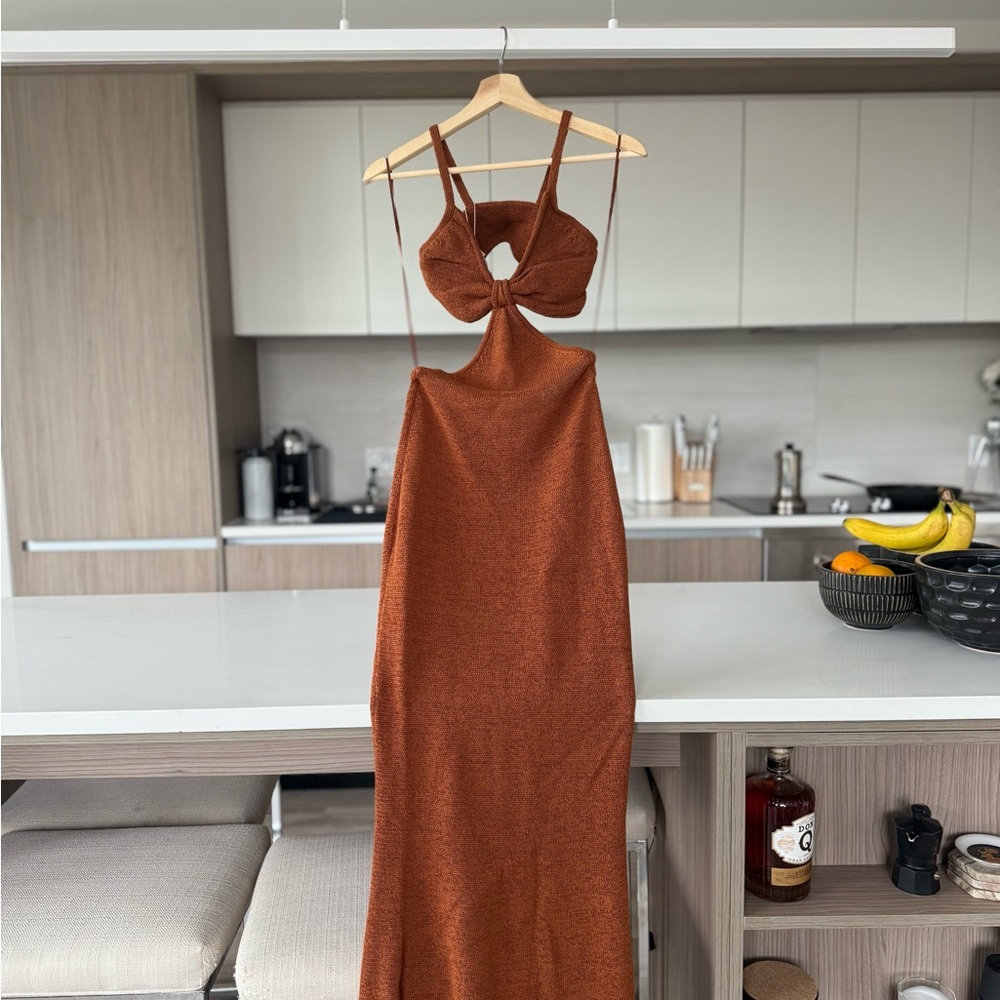 Cult Gaia Serita Knit Dress in Amber